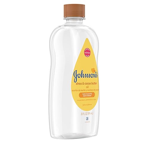 Johnson's Baby Oil, Mineral Oil Enriched with Shea & Cocoa Butter to Prevent Moisture Loss, Hypoallergenic, 20 fl. oz - Jamouz
