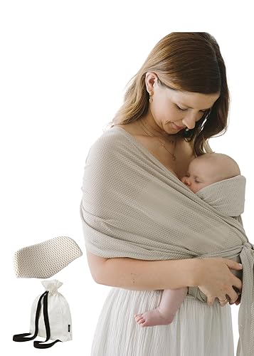 Konny New and Improved Baby Carrier Flex AirMesh Premium Material - Adjustable Summer, Easy to Wear and Wrap Baby Sling, Perfect for Newborn Babies Essentials up to 44 lbs(M-4XL) - Pale Blue - Jamouz