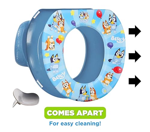 Bluey Potty Training Set, 2 pieces combine soft potty seat and a non-slip step stool, for toddlers and kids, potty training with fun Bluey characters. - Jamouz