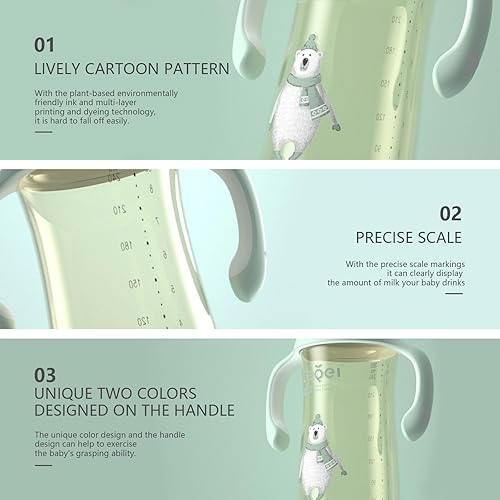 Laucci Baby Bottle Set, 4oz 1pc Glass Natural Baby Bottle，8oz Anti-Colic Baby Bottles BPA Free, Slow Flow Nipples 2pc, Anti-Colic Design - Jamouz