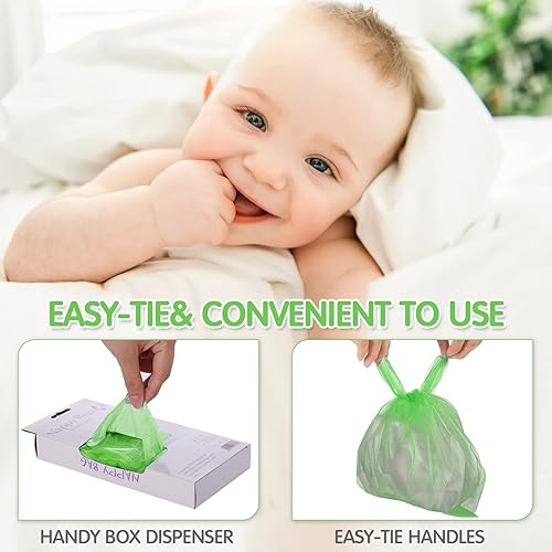 1600 Count Baby Disposable Diaper Bags Scented Diaper Sacks with Tie Handle Disposal Trash Sacks Baby Poop Waste Bag Refill(Green) - Jamouz