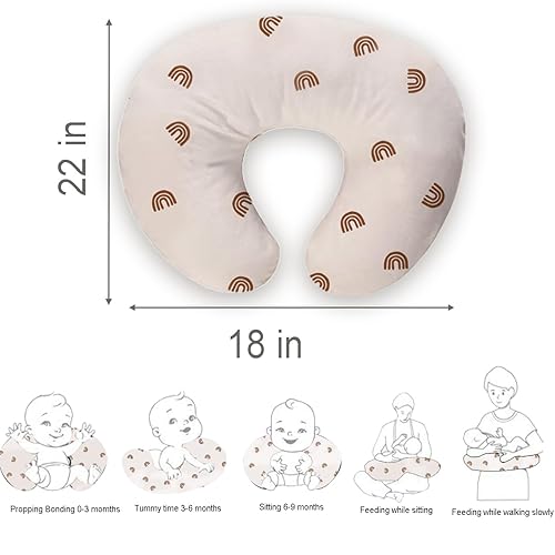 Nursing Pillow Cover,Muslin Cotton,Removable Cover for Breastfeeding Pillows, 2-Pack Pillow Covers, Ultra-Soft Baby Nursing Pillow, Fits Newborn Feeding Pillow 22.5IN*18IN (Sand) - Jamouz