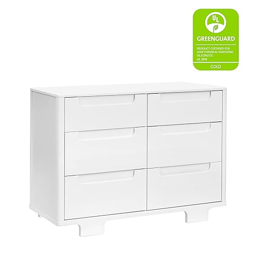 babyletto Yuzu 6-Drawer Dresser in White and Natural, Greenguard Gold Certified - Jamouz