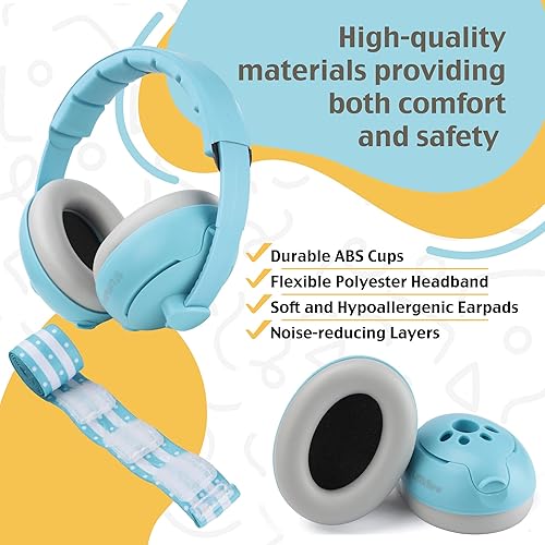 'CuddleEars' 2 in 1 Baby Ear Muff - Noise Canceling Infant Toddler Headphone Hearing Protection Earmuff for Plane - Jamouz