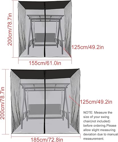 Lixada Outdoor Swing Chair Mesh Net Ultra Large Mosquito Net Zipper Closure Netting Curtain Water Resistant Patio Seater Mesh Canopy Cover - Jamouz