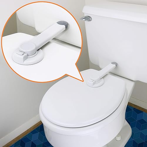 Baby Toilet Lock by Wappa Baby - 9'L x 4'W - Ideal Baby Proof Toilet Lid Lock - No Tools Needed Easy Installation with 3M Adhesive - Top Safety Toilet Seat Lock - Fits Most Toilets - White (1 Pack) - Jamouz