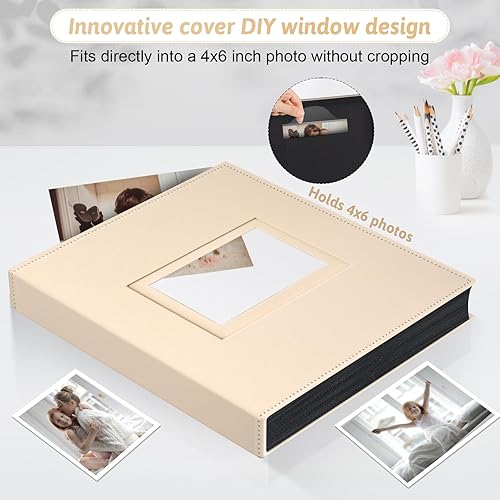 Popotop Photo Album 4x6 300 Pockets with Leather Hardcover Cover, Small Photo Album Holder Book with 50Pcs Pages for Family Travel Wedding Baby Gifts - Jamouz