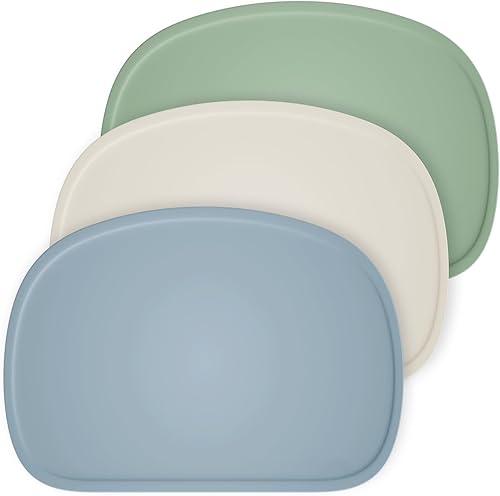 Cuddle Campus Set of 3 Silicone Placemats with Raised Edges for Kids,Toddlers,Babies, Non-Slip Dinning Table Mat, Baby Eating Mat, Food Mat - Jamouz