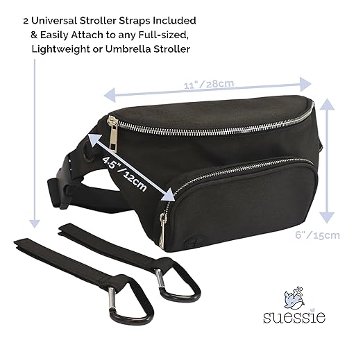 Suessie Fanny Pack Diaper Bag - with Baby Changing Pad & Waterproof Wipes Pocket - Stroller Organizer - Jamouz