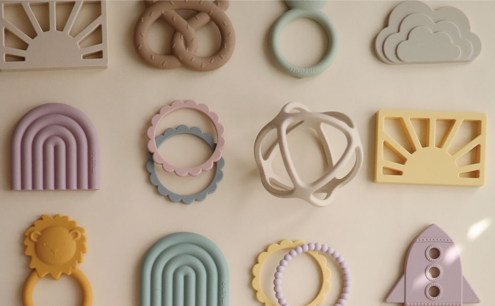 Mushie Shape Teethers | Lifestyle Flatlay