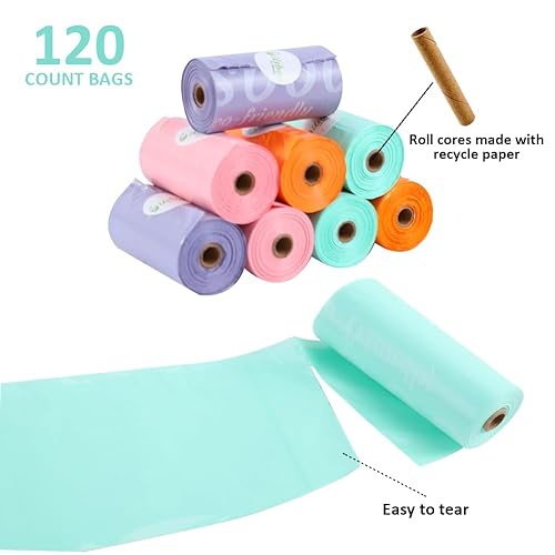 Baby Disposable Diaper Bags, Waste Bags 8 Refill Rolls/120 Bags with Dispenser, Convenient and Quick Diaper Disposal, Unscented - Jamouz