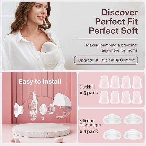 10PCS Breast Pump Parts, 6Pack Silicone Duckbill Valve & 4Pack Silicone Diaphragm Compatible with Momcozy M5 Wearable Breastpump, M5 Breast Pumps Replacement Accessories Breastfeeding Essentials Kit - Jamouz