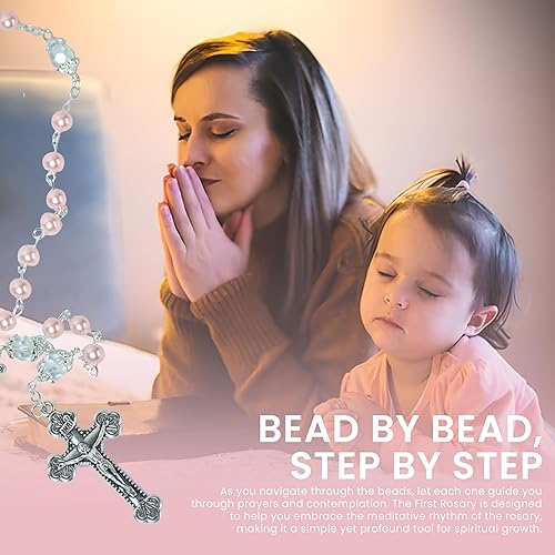 Sweet Treasures Gift – Baptism Gifts for Boys, First Rosary with Ceramic Keepsake Box and Card, Catholic Communion Gift, Christening and Baby Shower Rosary Beads, Blue - Jamouz