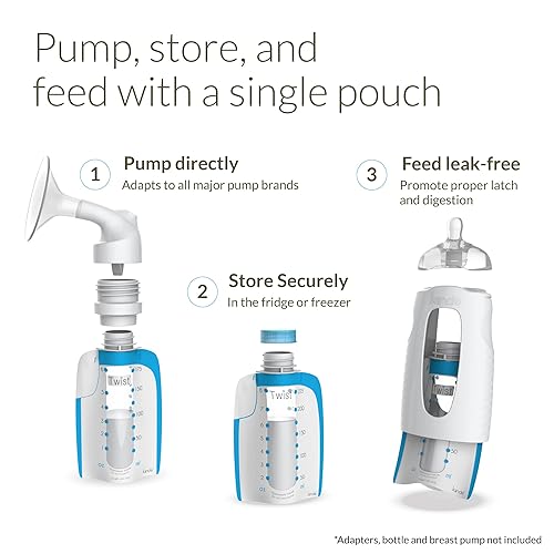Kiinde Twist Pouch Breast Milk Storage Bags for Pumping, Freezing, and Feeding. Direct pump, direct feed, pre-sterilized, 6 Ounce (Pack of 40) - Jamouz