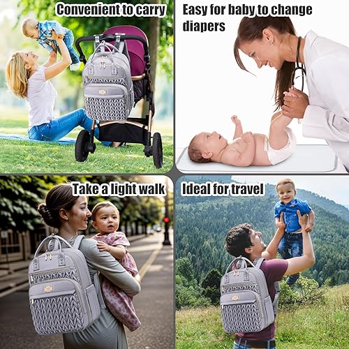 Diaper Bag Backpack,Stylish Baby Diaper Bag,Waterproof Travel Diaper Backpacks Baby Bags with Changing Pad,Stroller Straps,Insulated Pockets (Khaki) - Jamouz