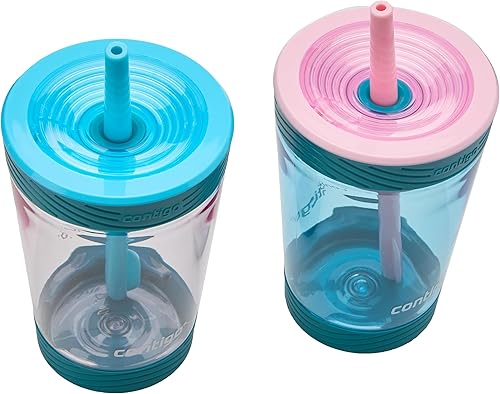 Contigo Kids Spill-Proof 14oz Tumbler with Straw and BPA-Free Plastic, Fits Most Cup Holders and Dishwasher Safe, 2-Pack Strawberry Cream & Blue Raspberry - Jamouz