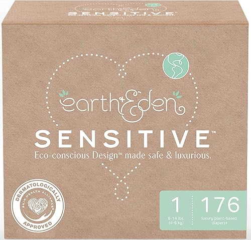 Earth & Eden Sensitive | Eco-Conscious & Hypoallergenic Diapers | Size 5 | 172 Count - Jamouz