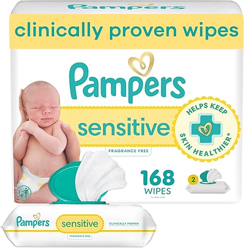 Pampers Sensitive Baby Wipes, Water Based, Hypoallergenic and Unscented, 8 Flip-Top Packs, 4 Refill Packs (1008 Wipes Total) - Jamouz