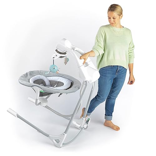 Ingenuity InLighten 5-Speed Baby Swing - Swivel Infant Seat, 5 Point Safety Harness, Nature Sounds, Lights - Nally Owl - Jamouz