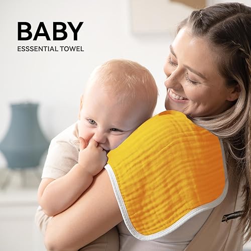 Synrroe Burp Cloths Large, Muslin Burp Cloths for Baby Girls and Boys, Pack of 10 Extra Absorbent and Soft Muslin Bibs, 6 Layers 20 by 10 Inches 100% Cotton (Blue Sets 10 Pack) - Jamouz