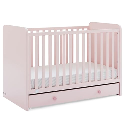 GAP babyGap Graham 4-in-1 Convertible Crib with Storage Drawer - Greenguard Gold Certified, Blush Pink/Dark Pink - Jamouz