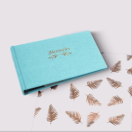 Holoary Small 4x6 Photo Album, Linen Hard Cover, Holds 50 Photos, Black Page Traditional Book Bound, Mini Brag Book Baby Album, Ideal For Wedding, Family Pictures, Gifts, Anniversary (Sky blue) - Jamouz