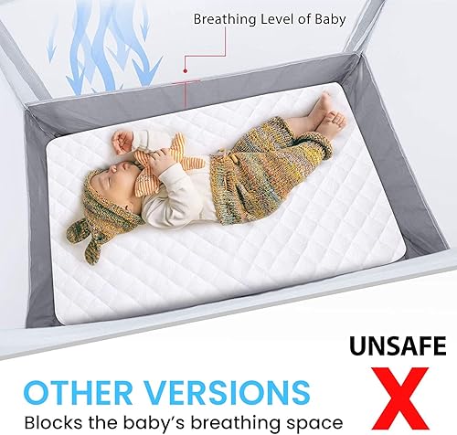 KinderSense - Pack N Play Tent Baby Safety Crib Net - Toddler Crib Topper for Playpens & Mini Cribs to Keep Baby from Climbing Out - Breathable Mesh Pop up Net - Mosquito Net Canopy Upgraded - Jamouz
