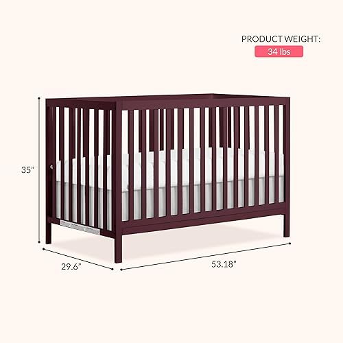 Synergy 5-In-1 Convertible Crib In White, made of New Zealand Pine wood, JPMA & Greenguard Gold Certified, features 3 mattress height settings - Jamouz
