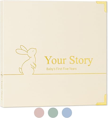 Baby Book Keepsake Boy or Girl Timeless Baby Memory Book First 5 Years for Baby Shower Gender Neutral Baby Scrapbook New Mom Gift Baby Journal from Birth to Age 5 Milestone Book Sage Green - Jamouz