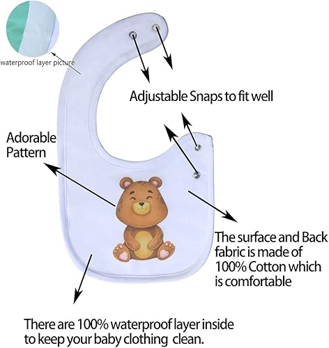 Maiwa Cotton Waterproof Baby Bibs for Girls Boys Unisex for Drooling Drooler Teething with Snaps,Oeko-TEX Certified Print - Jamouz