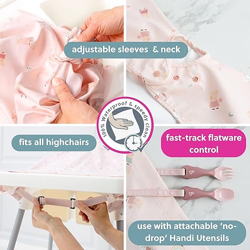 BIBaDO - Long Sleeve Baby Bibs - Babies & Toddlers 6-36 Months - Coverall Baby Led Weaning Bib - Easy Wipe, Soft & Waterproof - Jamouz