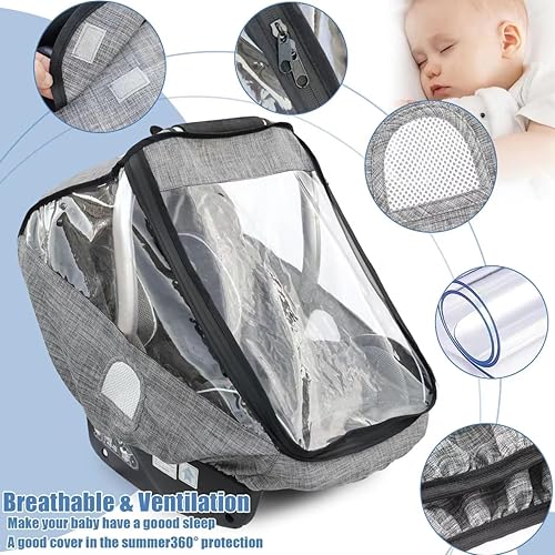 Stroller Rain Cover,Universal Stroller Accessory,Waterproof,Windproof Protection,Protect from Dust Snow,Baby Travel Weather Shield(Grey) - Jamouz