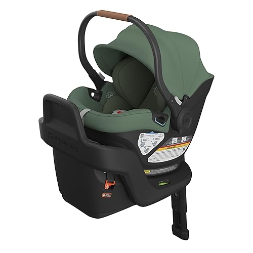 UPPAbaby Aria Lightweight Infant Car Seat/Just Under 6 lbs for Easy Portability/Base with Load Leg + Infant Insert Included/Direct Stroller Attachment/Jake (Charcoal/Black Leather) - Jamouz