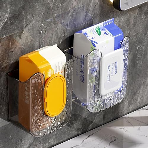 Kitchen Wipes Storage Box, 2024 New Non-Slip Flushable Wipes Holder for Bathroom Toilet, Wall-Mounted Clear Wet Tissue Dispenser Container Box No Punching Refillable Keeps Baby Wipes Fresh Case - Jamouz