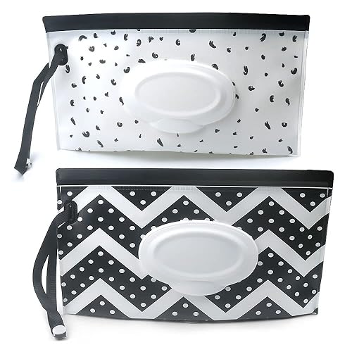 Baby Wipe Dispenser,Portable Refillable Wipe Holder Wipe Dispenser Bag Reusable Travel Wet Wipe Pouch (blue purple) - Jamouz