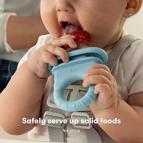 Frida Baby Push Pop Feeder, Baby Fruit Feeder to Safely Introduce New Foods, Valentines Day Gifts for Kids, Fresh + Frozen Food Silicone Feeder for Babies, BPA Free, Dishwasher Safe | 3 Count, Teal - Jamouz