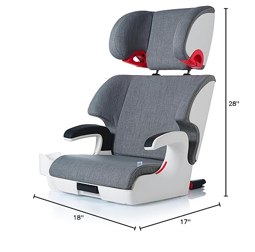 Clek Oobr High Back Booster Seat with Adjustable Headrest, Reclining Design, Latch System, and Retardant-Free Fabric, Railroad - Jamouz