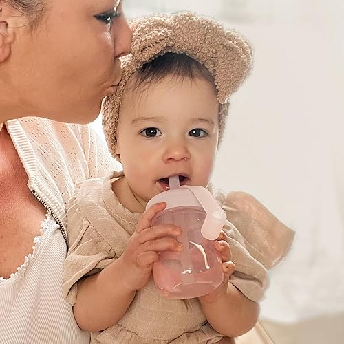 Moonkie Baby Straw cup | Silicone Toddler Sippy Cup Training Cup with Straw Lid | BPA-Free Drop-Proof Baby Cup | Baby Led Weaning | 6 Months+, 5 oz, 2pack - Jamouz