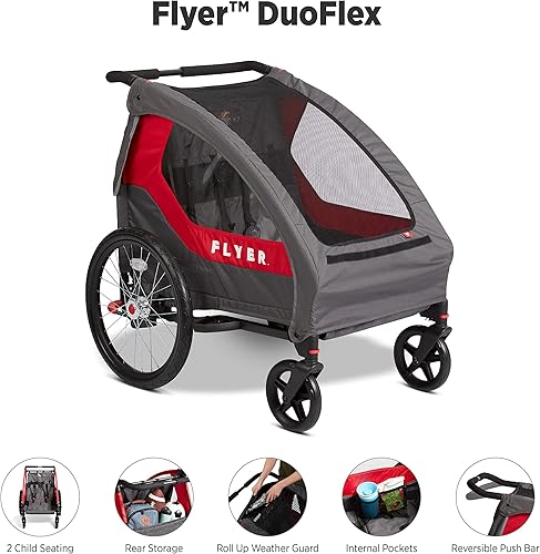 Flyer™ Duoflex 2 in 1 Bike Trailer and Double Stroller for Toddlers, 1+ Years - Jamouz