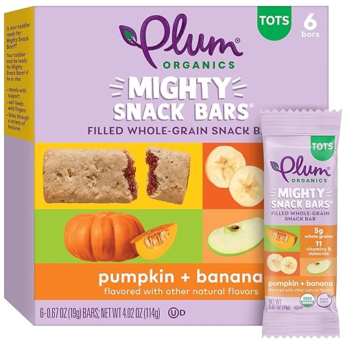 Plum Organics Mighty Snack Bars - Blueberry - 0.67 oz Bars (Pack of 48) - Organic Fruit and Vegetable Toddler Food Snack Bars - Jamouz