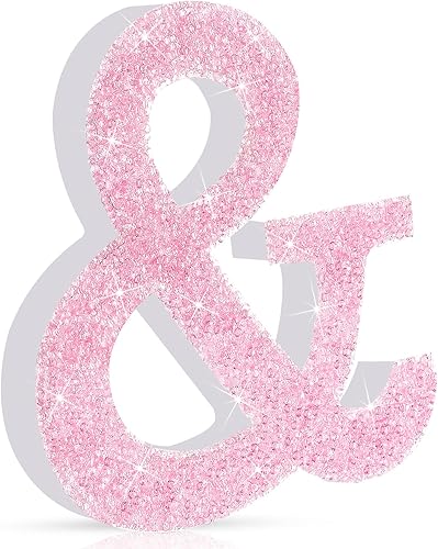 Qunclay 5.7 Inch Pink Crystal Diamond Letters - Crushed Diamond Decorations with Screws and Hooks - Rhinestone Gift for Valentine, Birthday, Wall, Desk, Bathroom Decor(Letter S) - Jamouz