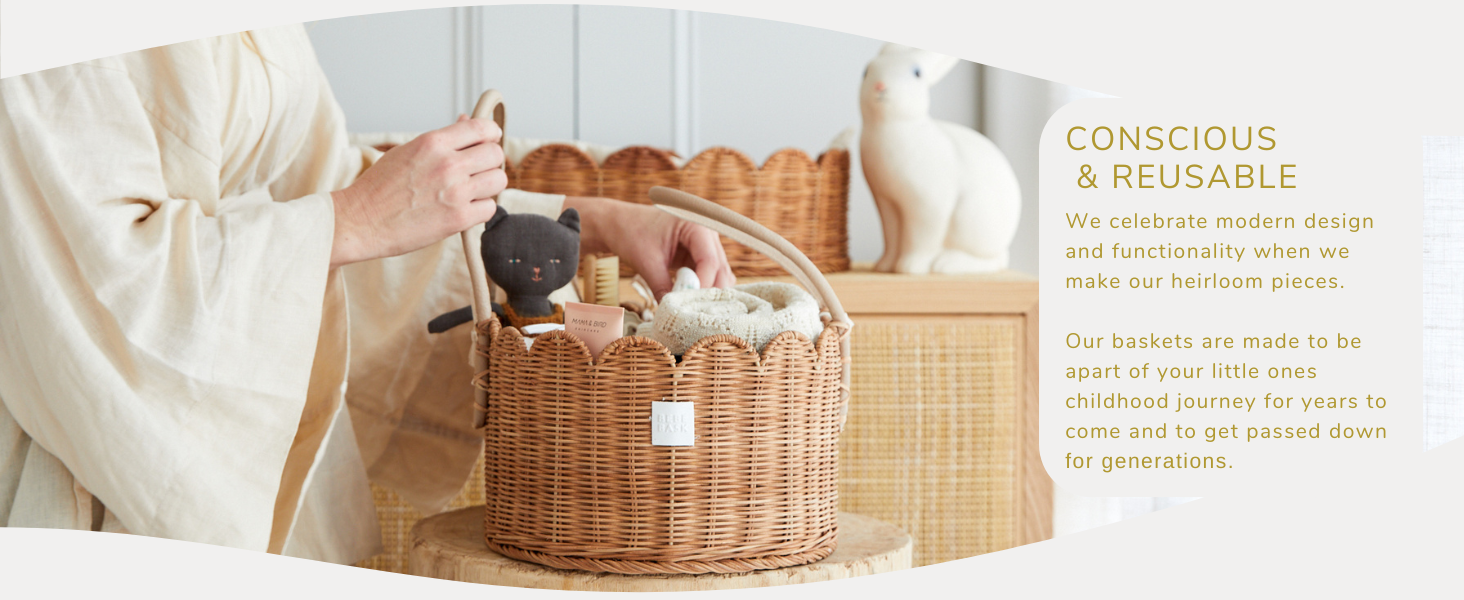 wicker baby diaper caddy organizer 