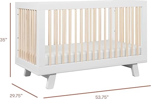babyletto Hudson 3-in-1 Convertible Baby Crib with Toddler Bed & Daybed Conversion - Easy to Assemble - GREENGUARD Gold Certified w/ 4 Adjustable Mattress Heights - Natural - Jamouz