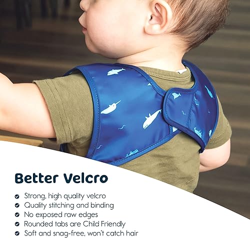 Tiny Twinkle Mess Proof Baby Bib - Waterproof Toddler and Baby Apron Bib - Machine Washable - PFAS and BPA Free - Jamouz