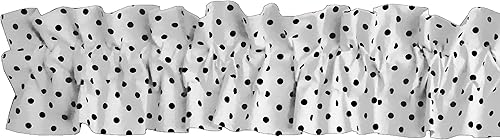 Poly Cotton Small Polka Dots Sleeve Topper Window Valance Top Bottom Ruffle Home Décor Bedroom Nursery Kitchen Window (58' Wide x 5' Tall, Black on White) - Jamouz