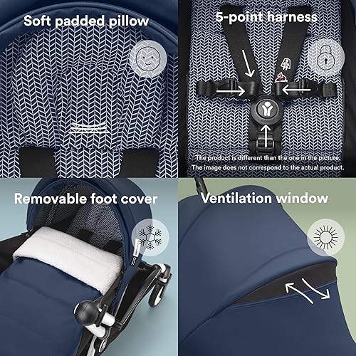 Stokke YOYO 0+ Newborn Pack, Taupe - Includes Mattress, Extendable Canopy & Five-Point Harness - Requires YOYO3 Frame (Sold Separately) - Jamouz