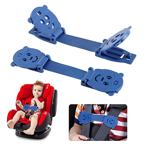 Anti Escape Strap, Baby Harness Chest Clip Safety Clip, Prevent Children/Kids Taking Their Arms Out of Child High Chairs/Strollers/Baby Reins, Blue(2 Pack) - Jamouz