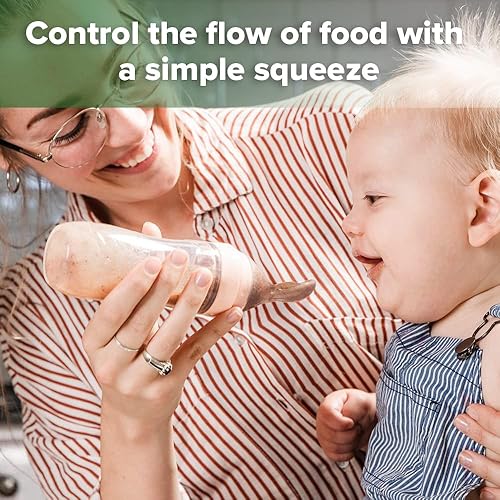 Haakaa Silicone Baby Food Dispensing Spoon Feeder 4oz - Infant Squeeze Cereal Feeder, Baby Fresh Food Feeder, Feed Bottle for Puree, Solid Baby Food, BPA Free, 4m+ Babies – Grey - Jamouz