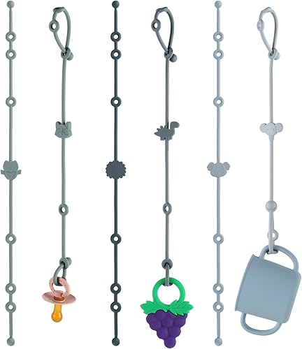 6-Pack Baby Toy Straps, Silicone High Chair & Stroller Straps, Toddler Bottle & Car Seat Accessories, Baby Travel Essentials with Pacifier Clips - Jamouz