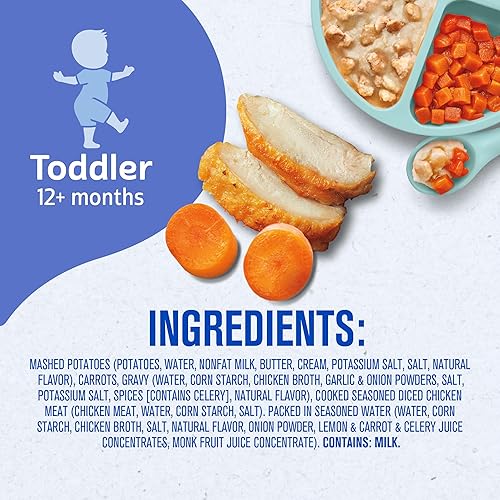 Gerber Mealtime for Toddler Mashed Potatoes & Gravy with Roasted Chicken & Carrots, 6.6 Ounce (Pack of 8) - Jamouz